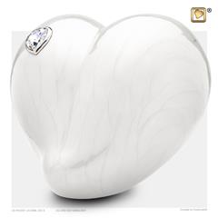 LoveHeart pearl white and pol silver with Swarovski